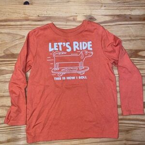 Garanimals Toddler  Orange Long Sleeve Graphic Shirt Dog Skateboard "Let's Ride"